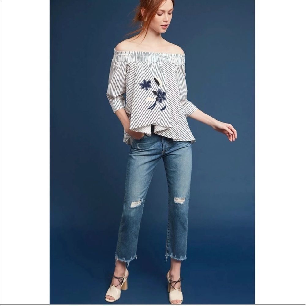 New Anthropologie HD in Paris Calina Off The Shoulder Top Small B-1173